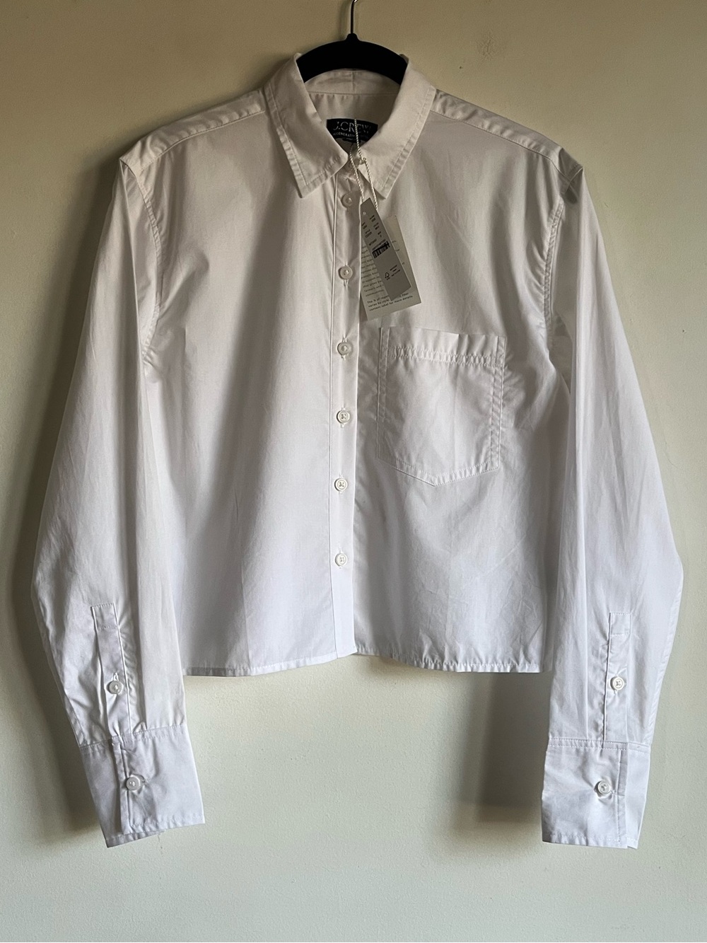 NWT JCrew Cropped Button Up Shirt Size 0 White Regenerative Cotton $118 CD020 - Picture 2 of 14